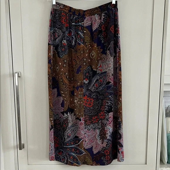Anthropologie Vanessa & Virginia Petalled Paisley Button Front belted Maxi Skirt - Picture 10 of 12